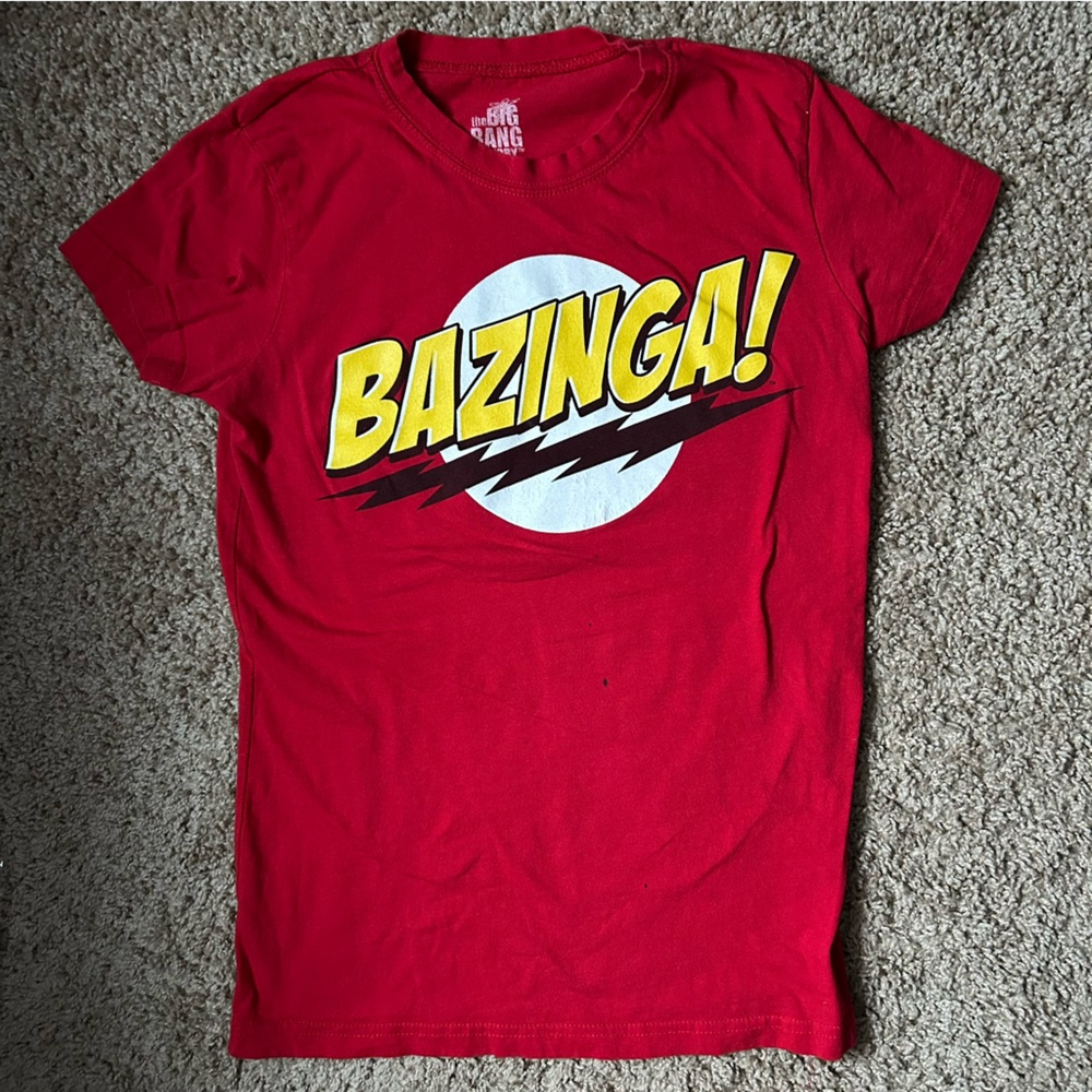 W The Big Bang Theory Red Bazinga T Shirt Size M |A117